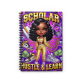 Scholar Hustle & Learn Spiral Notebook — Cute Afro Girl Study Journal