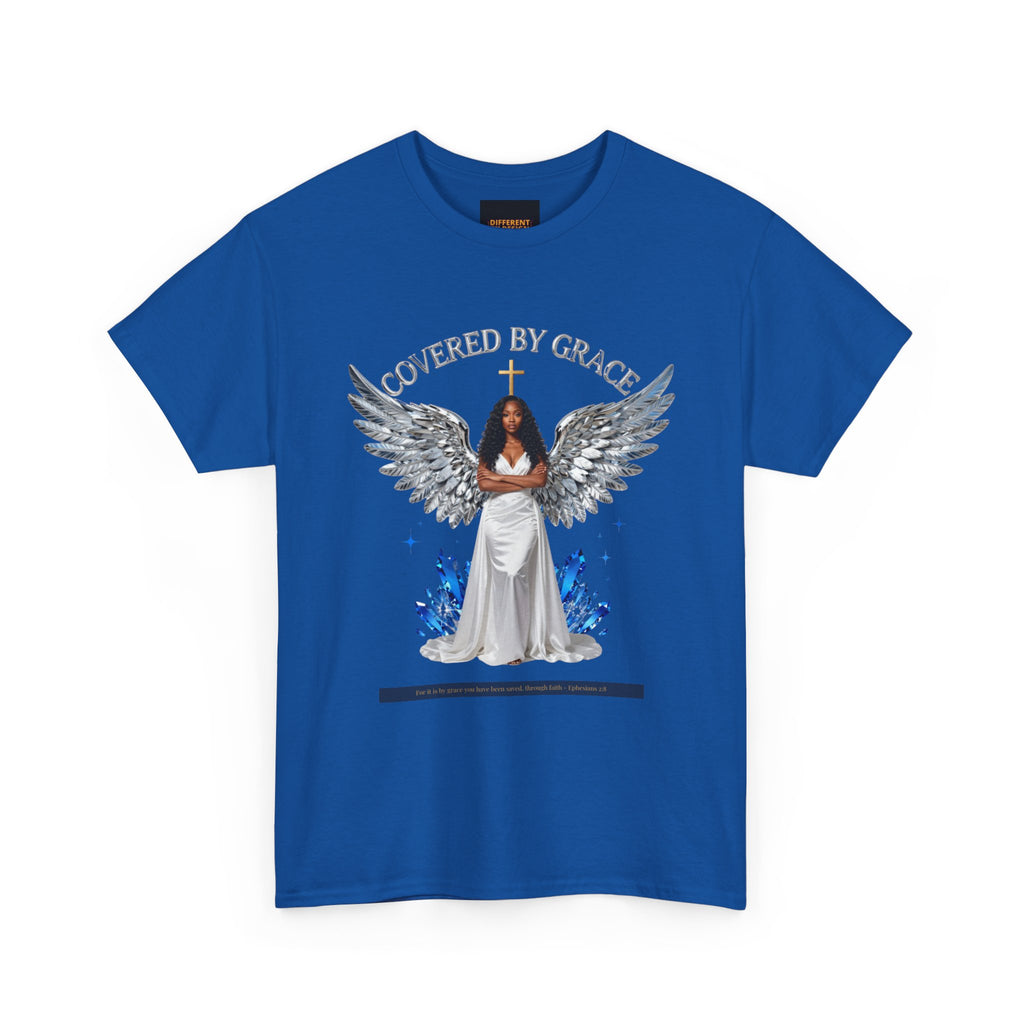 Covered by Grace Angel Tee — Christian Inspirational Women’s T-Shirt
