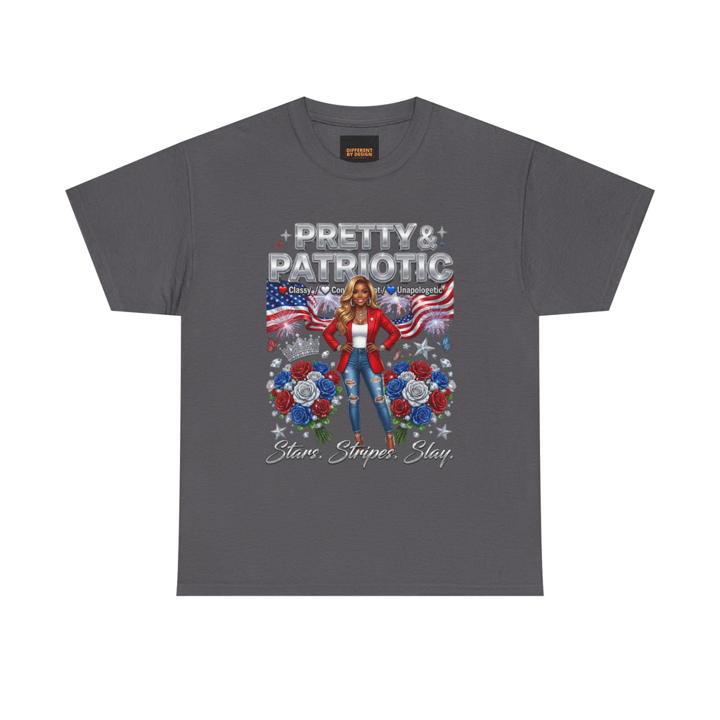 Pretty & Patriotic Tee — "Pretty & Patriotic" Graphic T-Shirt (Fourth of July, USA Pride)