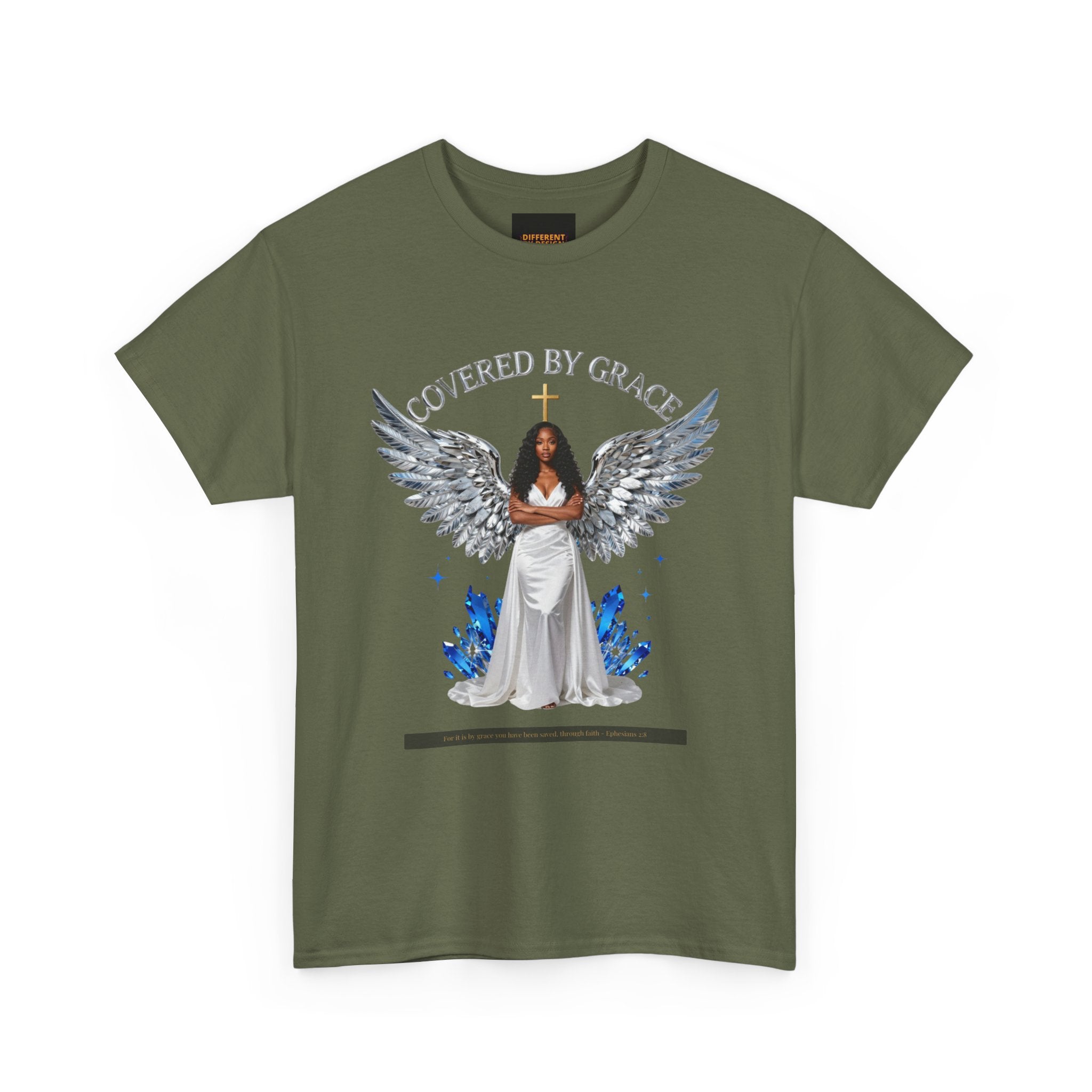 Covered by Grace Angel Tee — Christian Inspirational Women’s T-Shirt