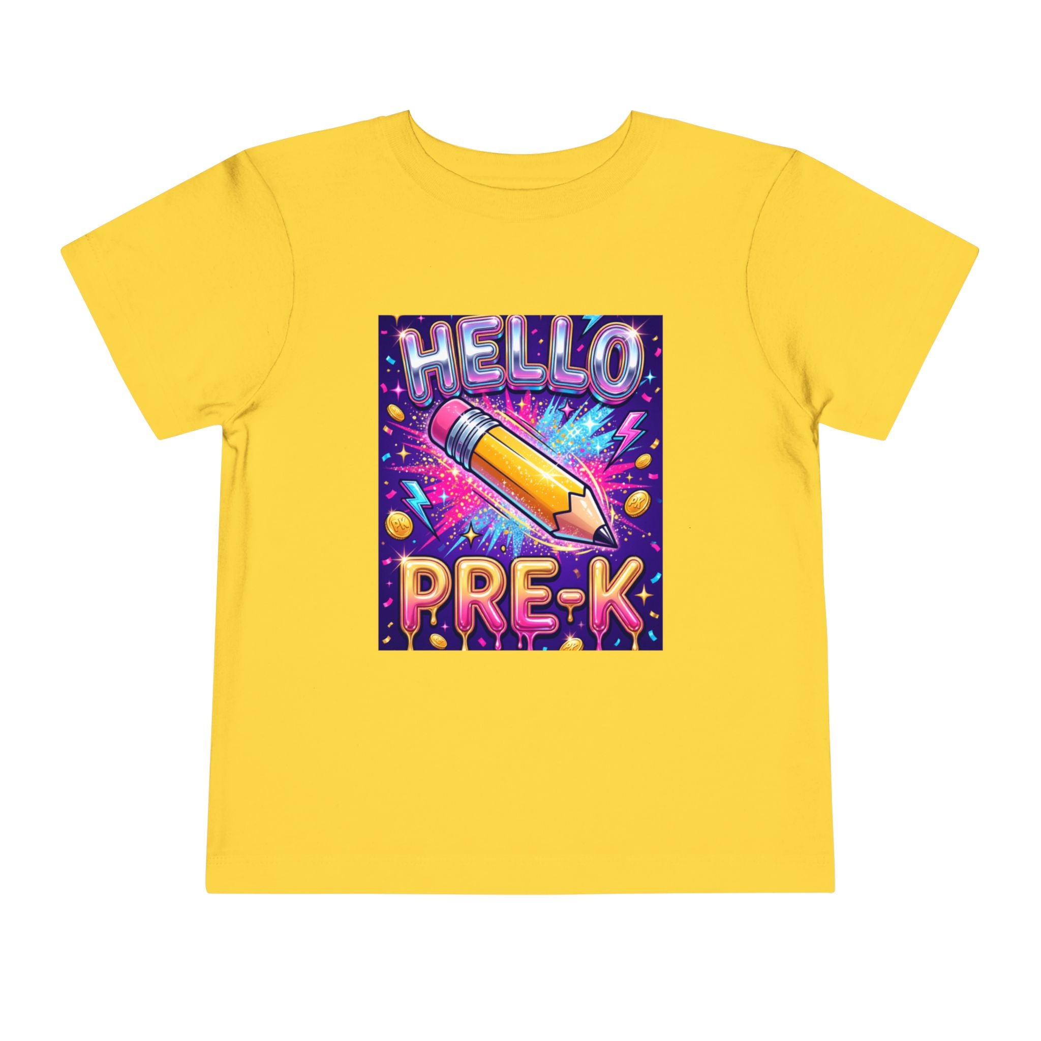 Hello Pre-K Toddler Tee - Bright Pencil Back to School Shirt
