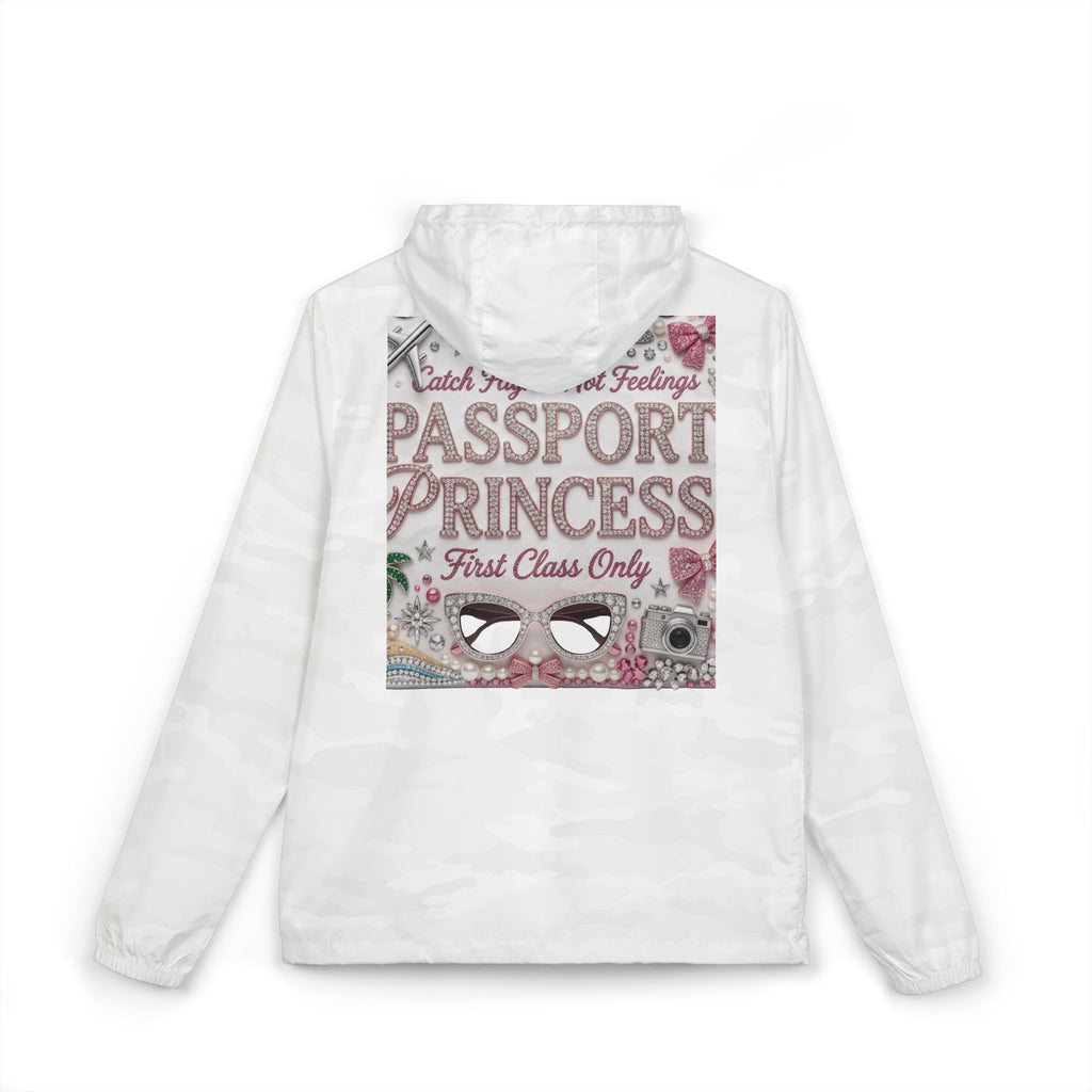 Windbreaker Jacket — "Passport Princess" Travel Graphic — First Class Travel Windbreaker