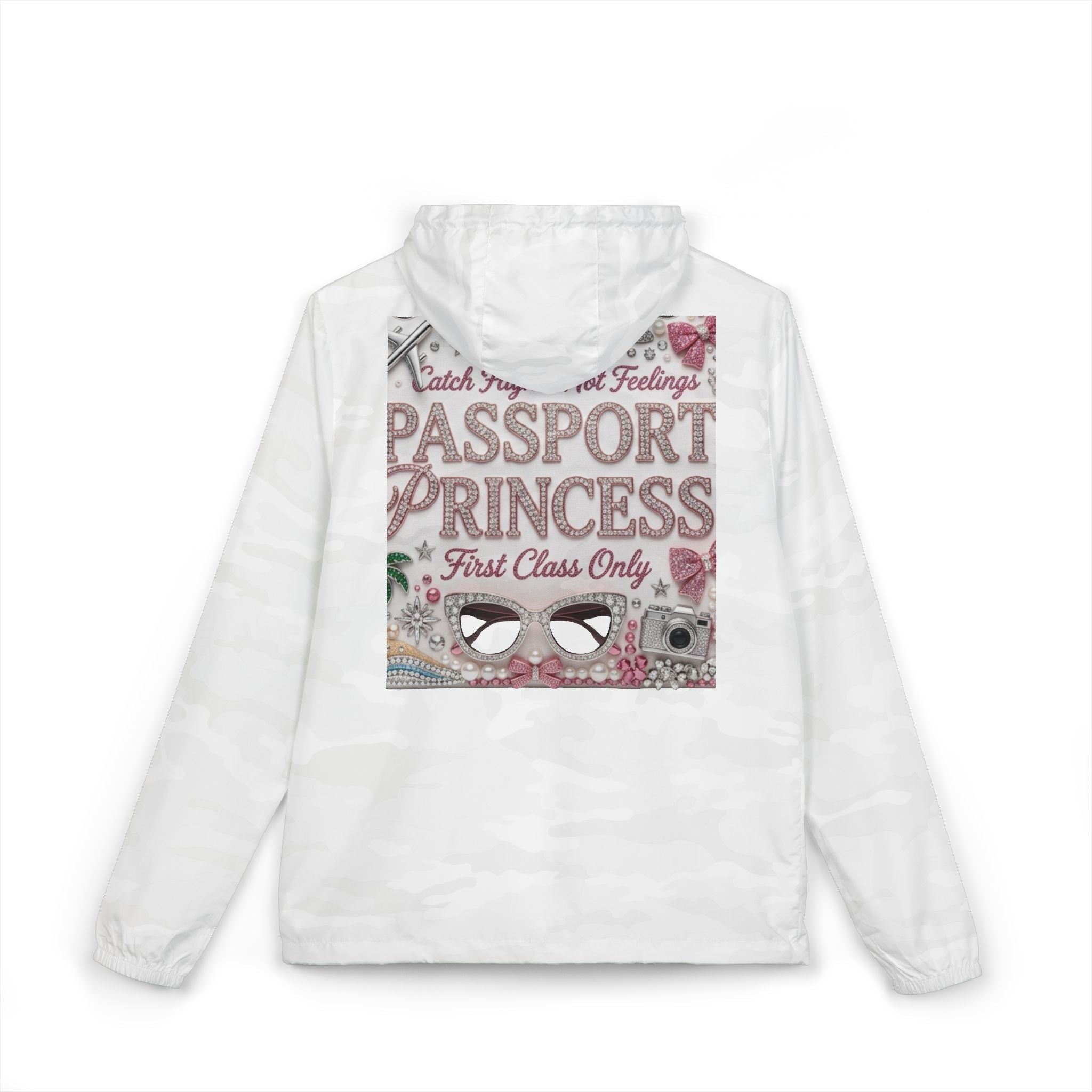 Windbreaker Jacket — "Passport Princess" Travel Graphic — First Class Travel Windbreaker