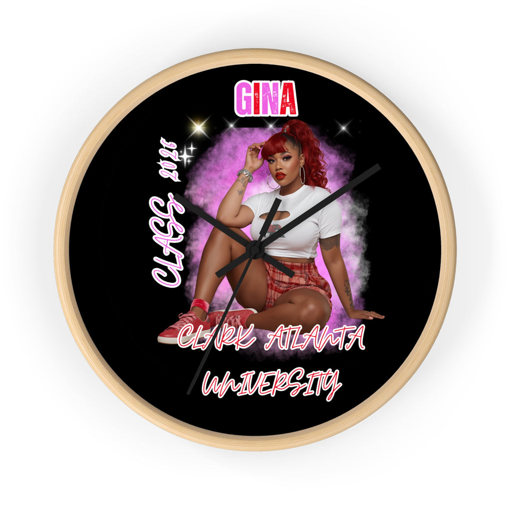 Club Atlanta University Wall Clock — Personalized 'Gina' Pinup Decor