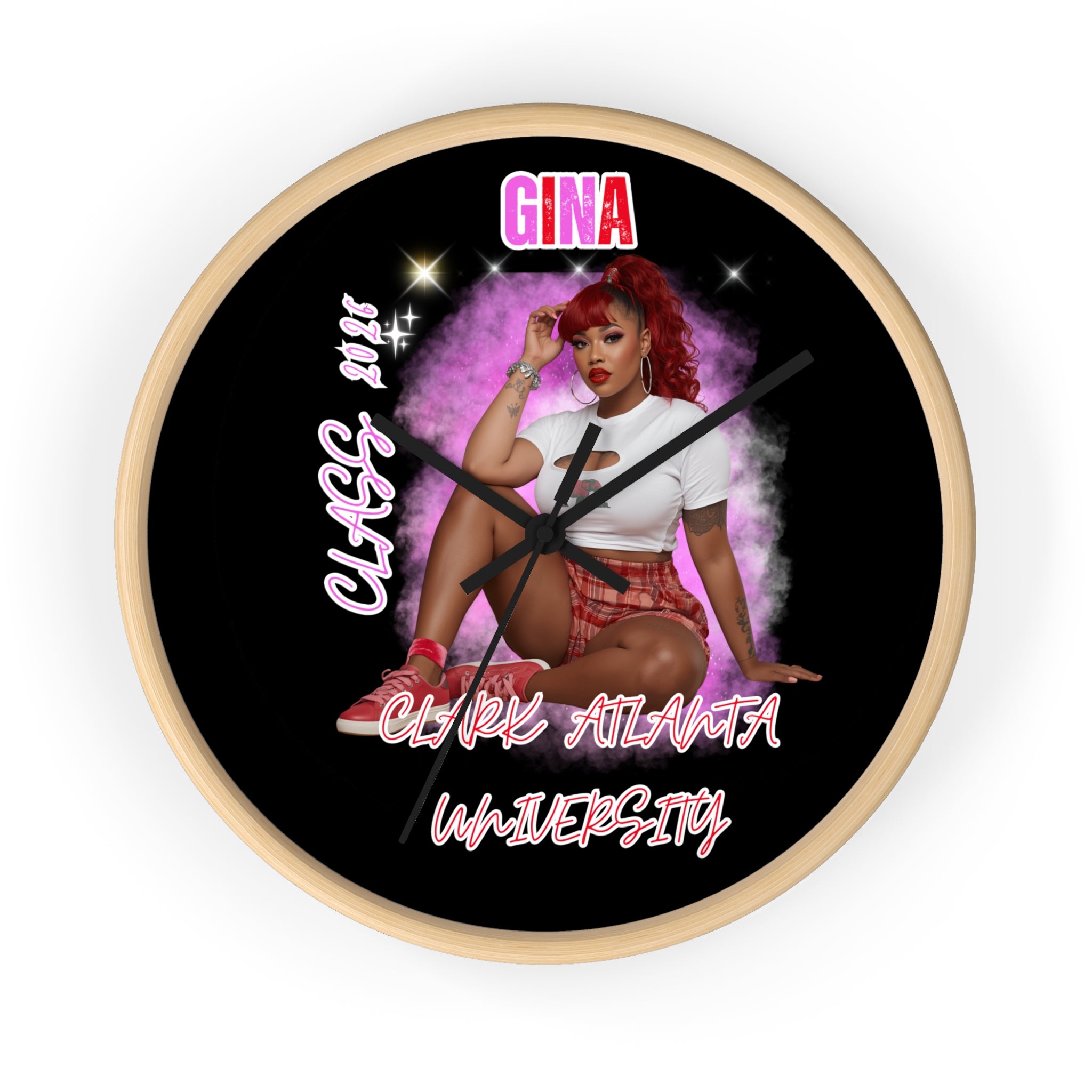 Club Atlanta University Wall Clock — Personalized 'Gina' Pinup Decor
