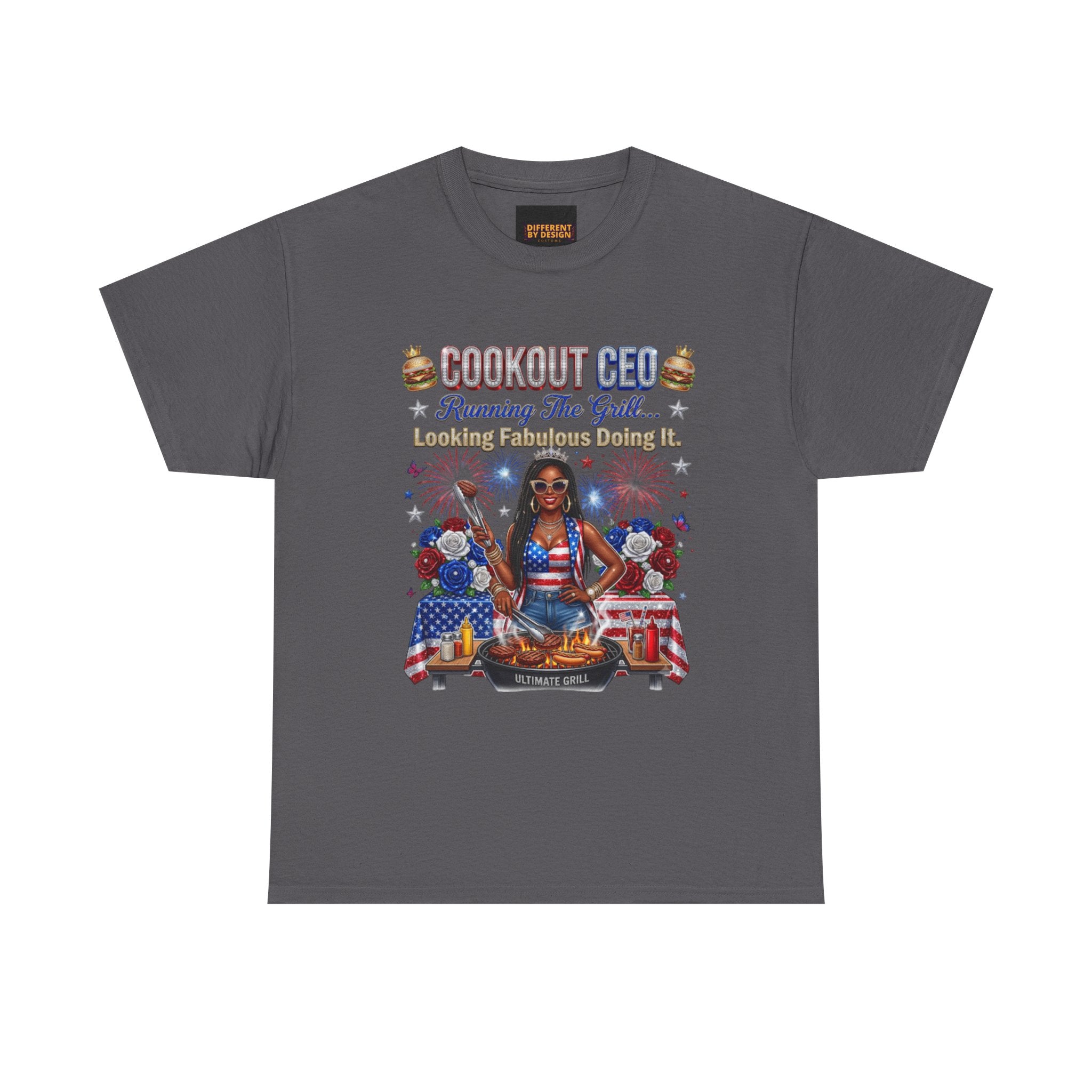 Coconut Gel Patriotic Graphic Tee — "Running The World, Leading The Movement"