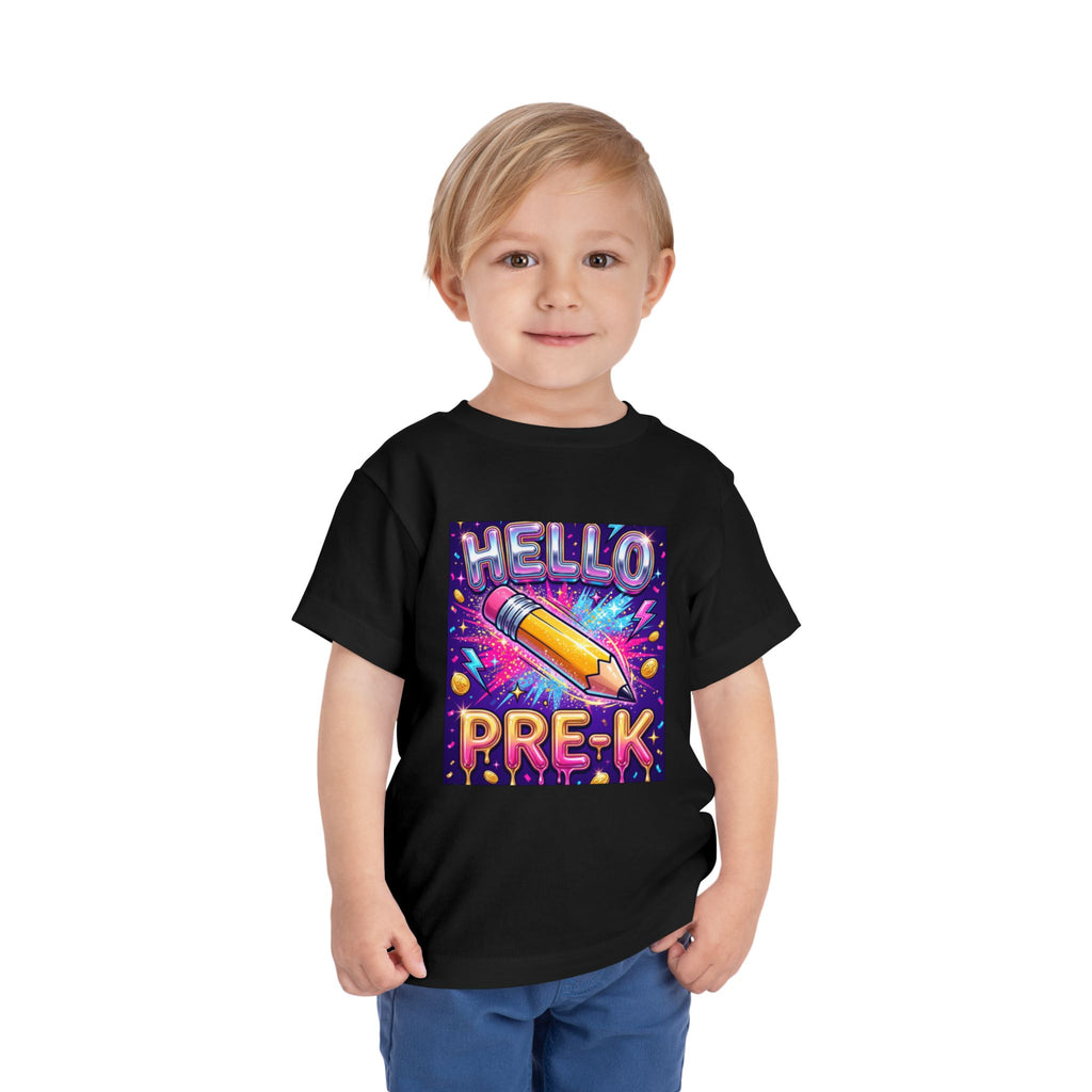 Hello Pre-K Toddler Tee - Bright Pencil Back to School Shirt