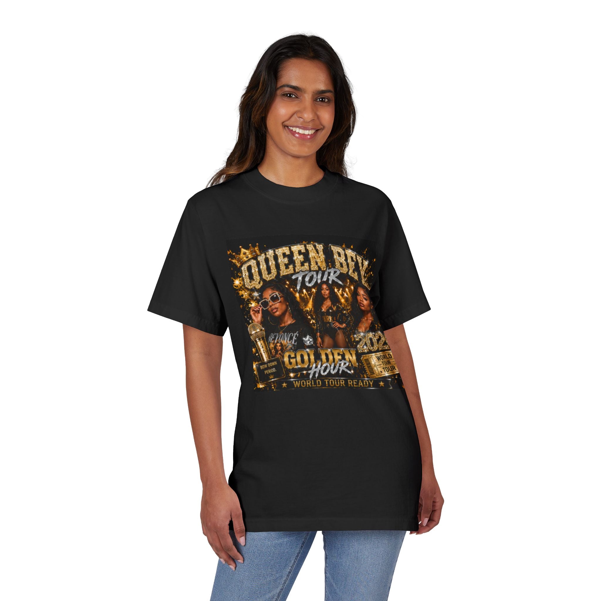 Queen Bey Tour T-Shirt — Gold Glam Concert Tee