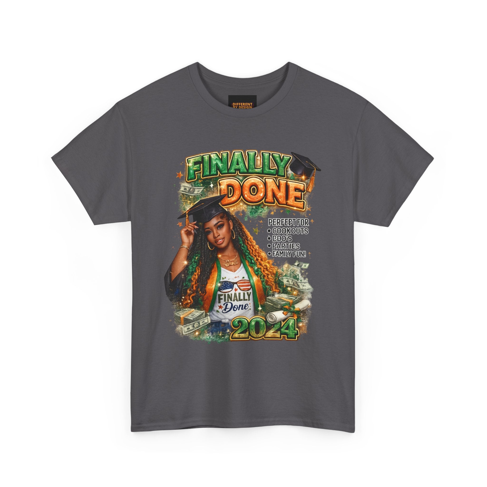 Graduation 'Finally Done' T-Shirt – Class of 2024 Celebration Tee