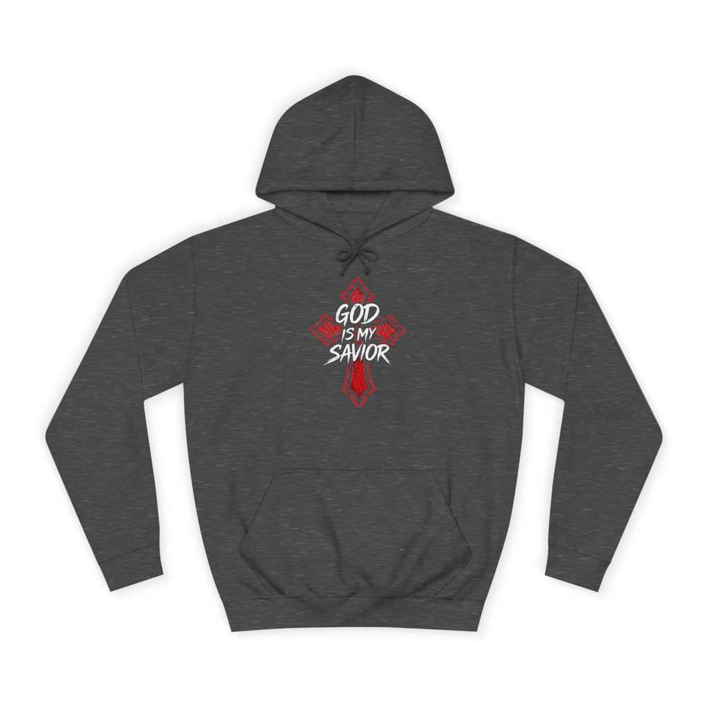 College Cross Hoodie — Minimal Red Emblem Campus Sweatshirt