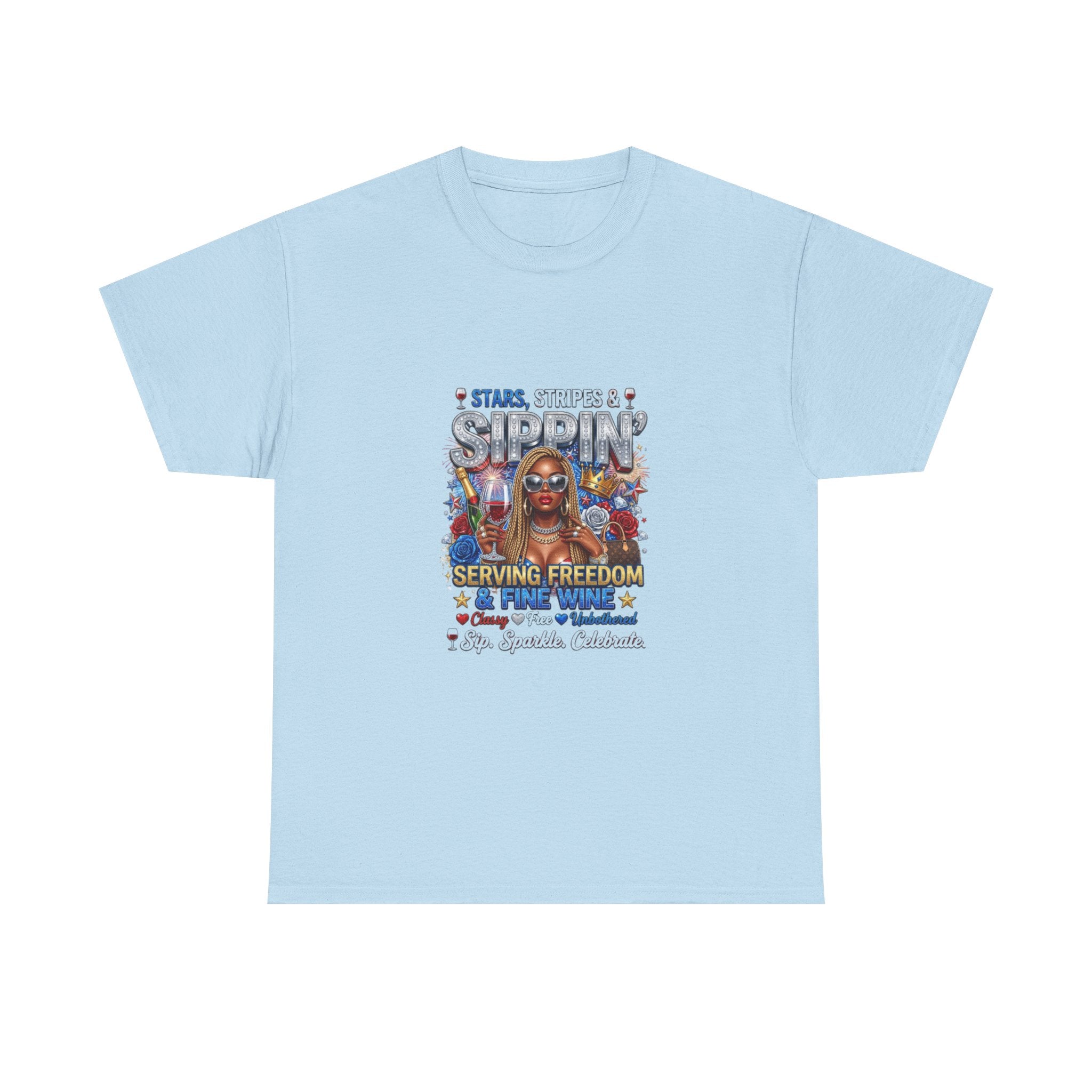 T-Shirt — “Stars, Stripes & Sippin’” Patriotic Serving Freedom Tee