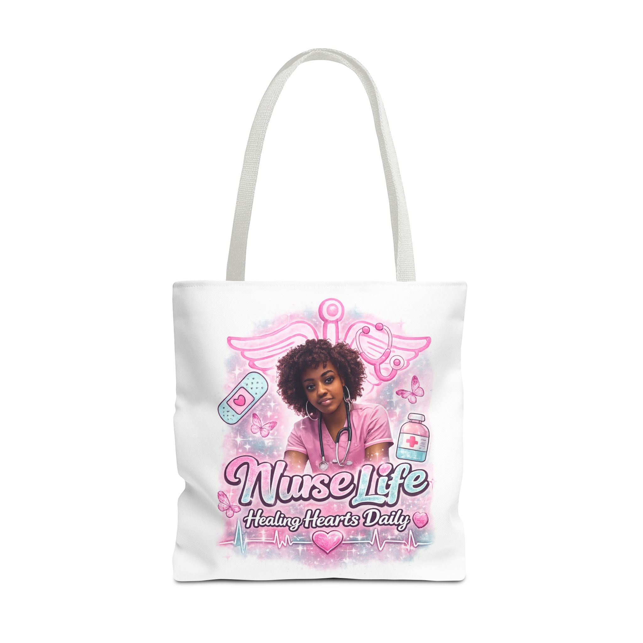Nurse Life Tote Bag — 'Nurse Life: Healing Hearts Daily' Pink Medical AOP Tote