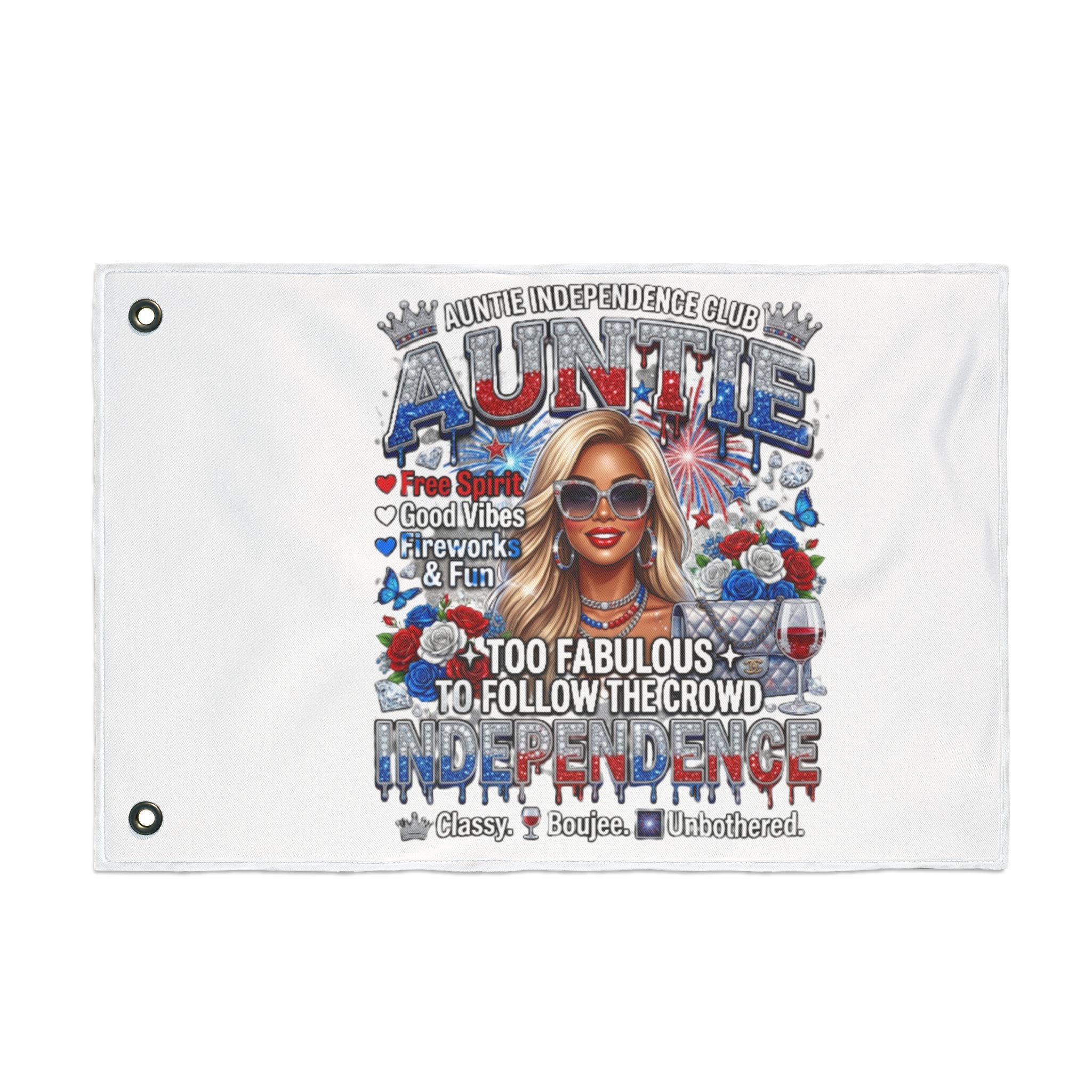 Auntie Independence Flag — "Too Fabulous to Follow the Crowd" Double-Sided Garden Flag