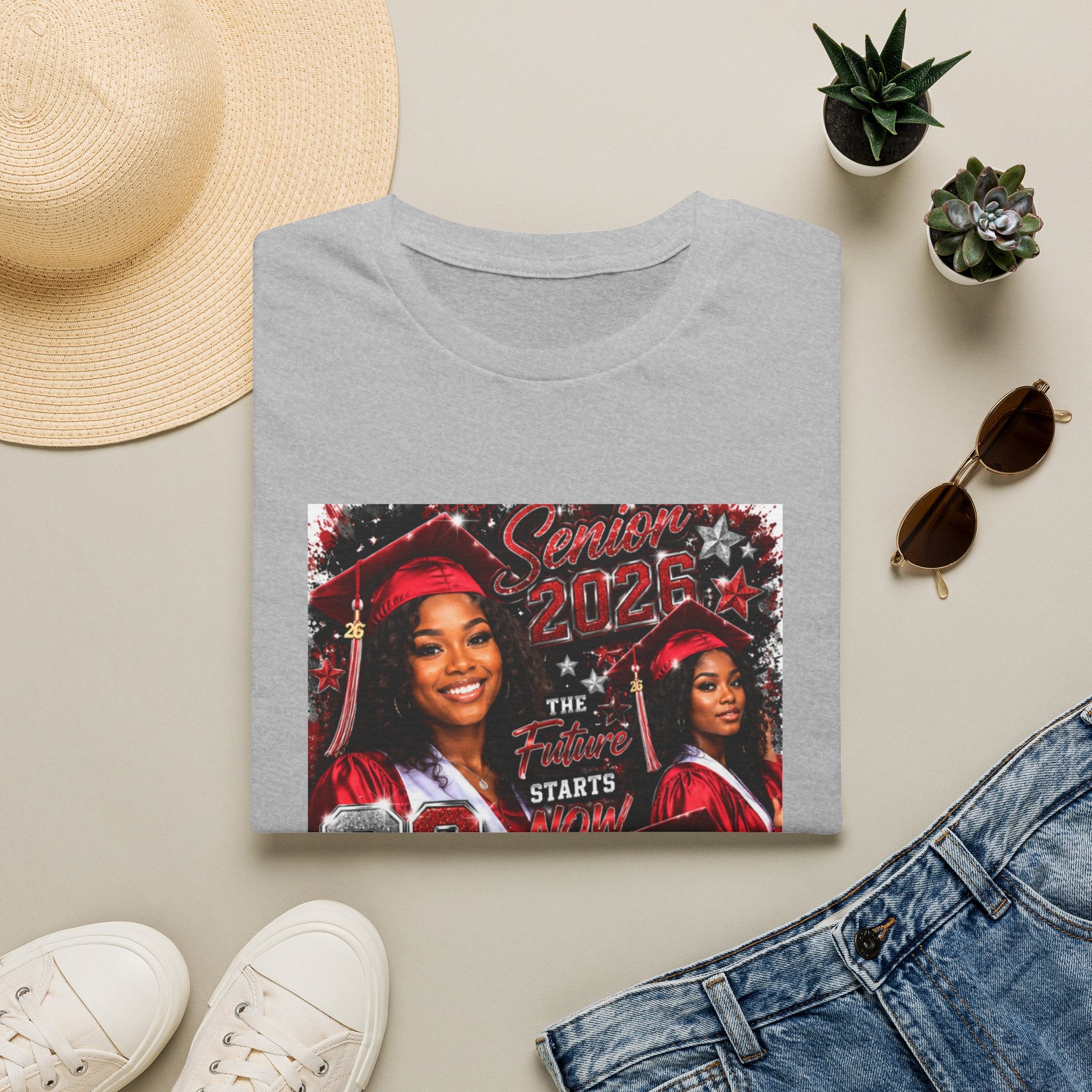 Senior 2026 Graduation T-Shirt — "The Future Starts Now" Cap & Gown Design