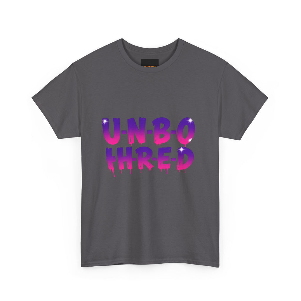 Unbothered Graphic Tee – 'U-N-B-O-T-H-R-E-D' Vibrant Drip Lettering Shirt