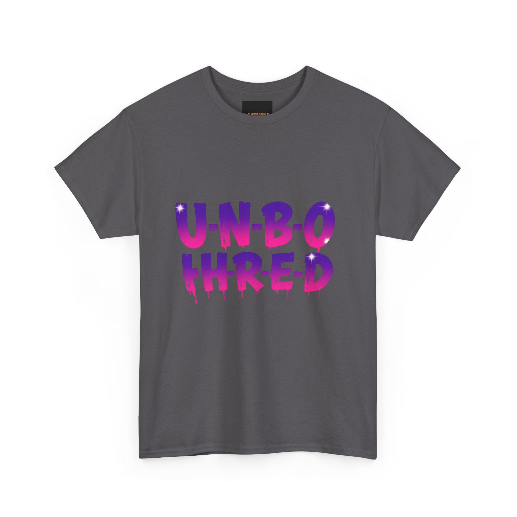Unbothered Graphic Tee – 'U-N-B-O-T-H-R-E-D' Vibrant Drip Lettering Shirt