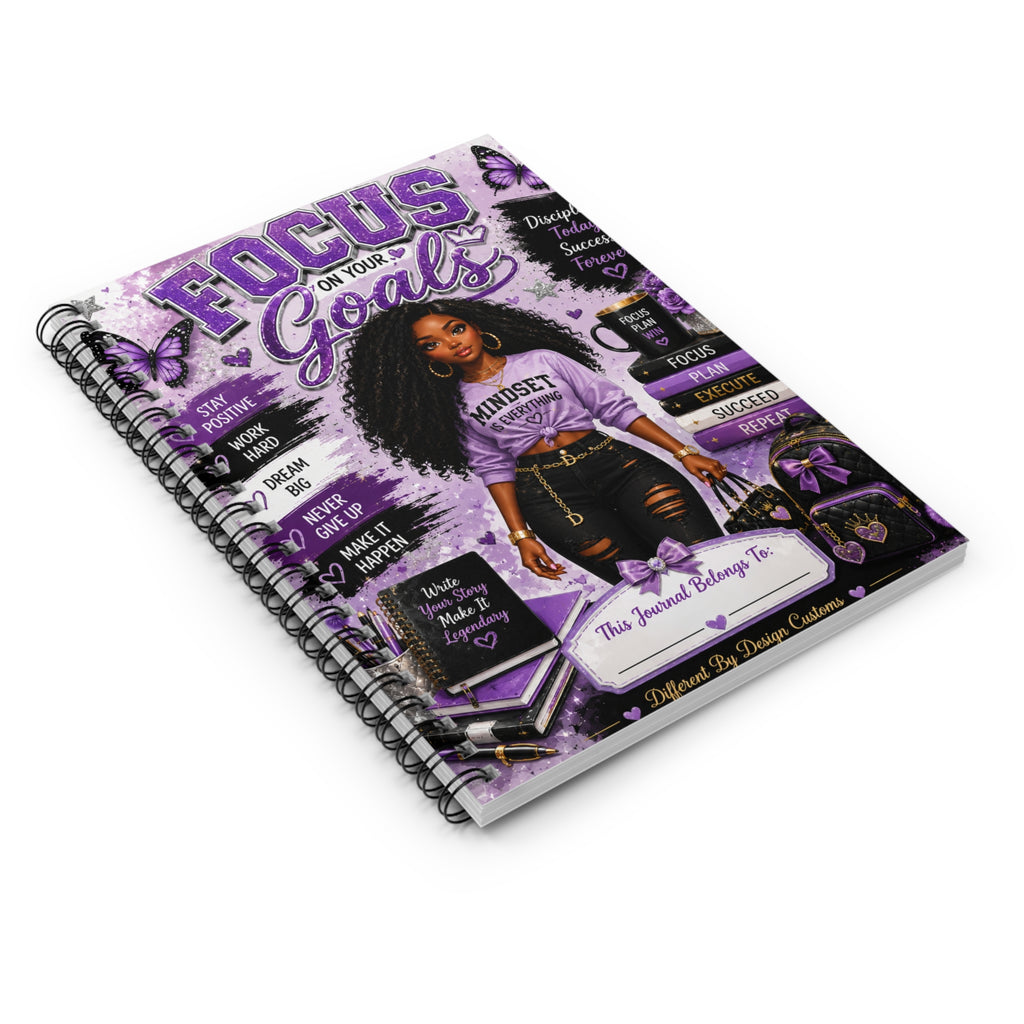 Focus On Your Goals Spiral Notebook — Empowerment Journal for Women (Mindset, Motivation, Purple)