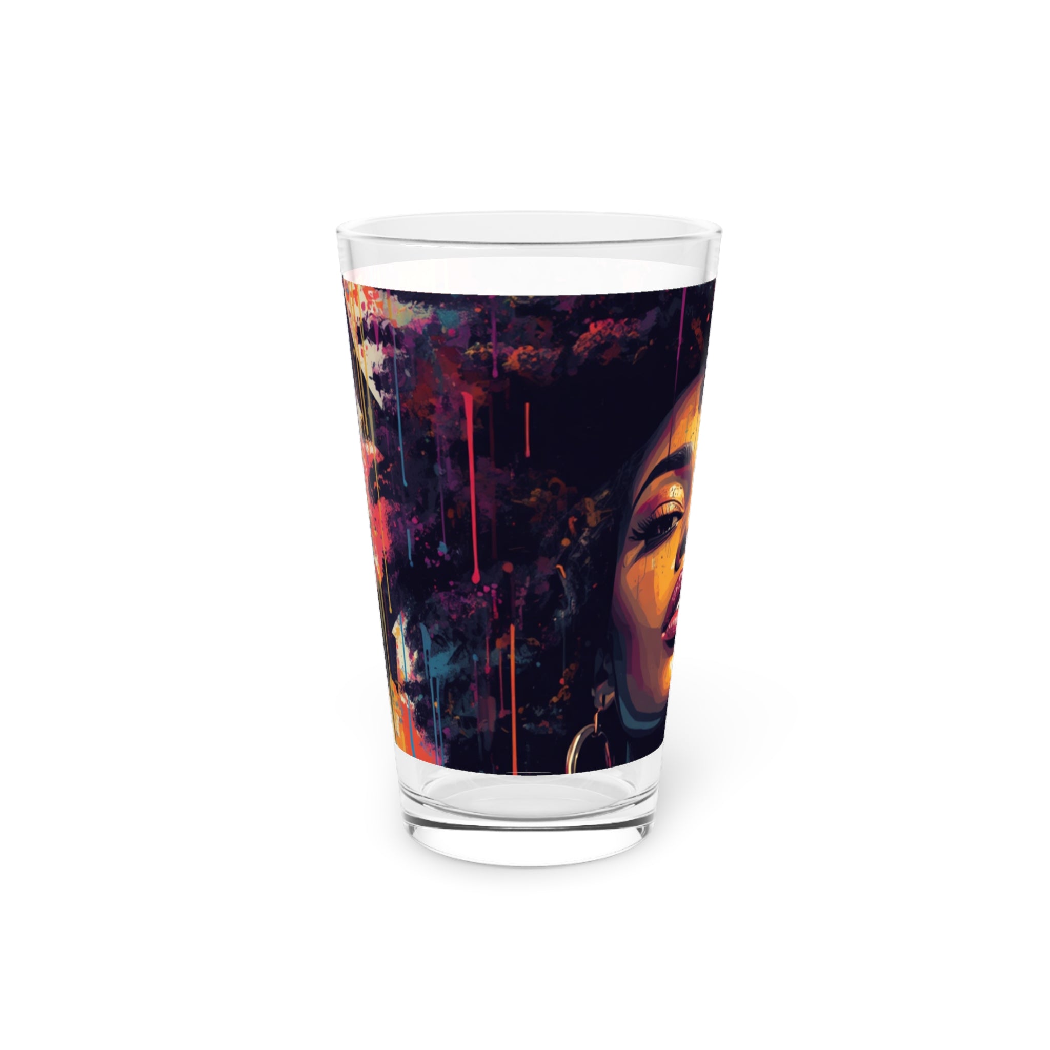 Pint Glass - Colorful Afrocentric Portrait Art 16oz Pint Glass