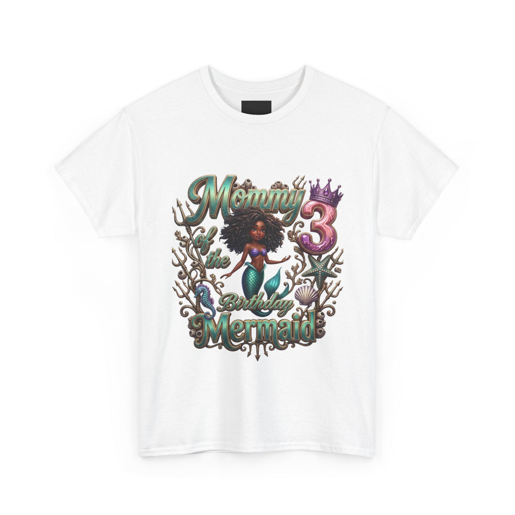 Mermaid 3 Birthday T-Shirt — Cute Afro Mermaid Kids Tee