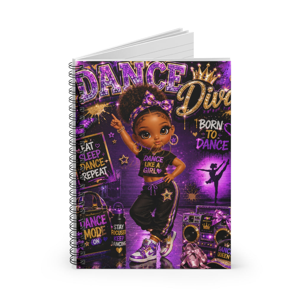 Dance Diva Notebook — Ruled Spiral Journal (Born to Dance, Purple)