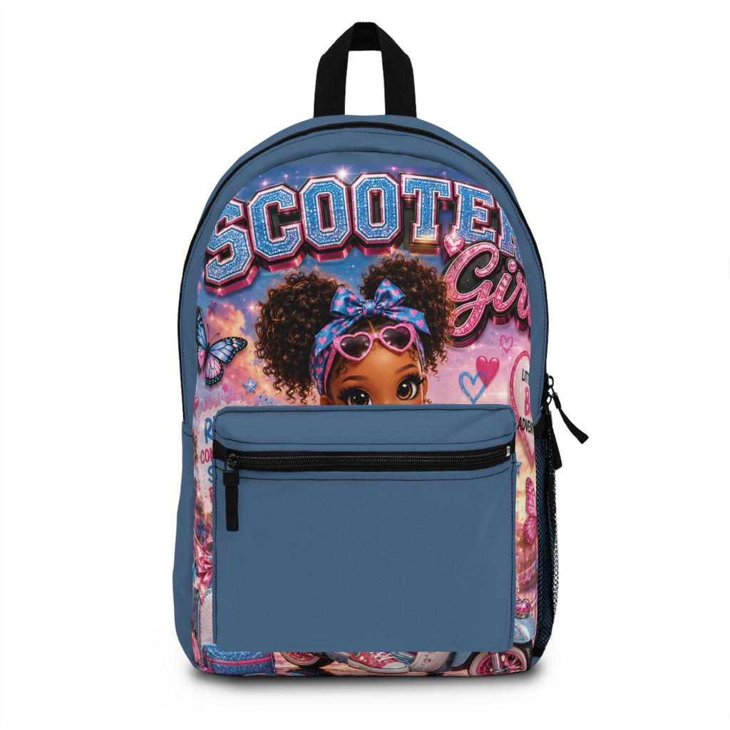 Scooter Girl Kids Backpack — Cute Butterfly Scooter Design, Back-to-School Bag for Girls