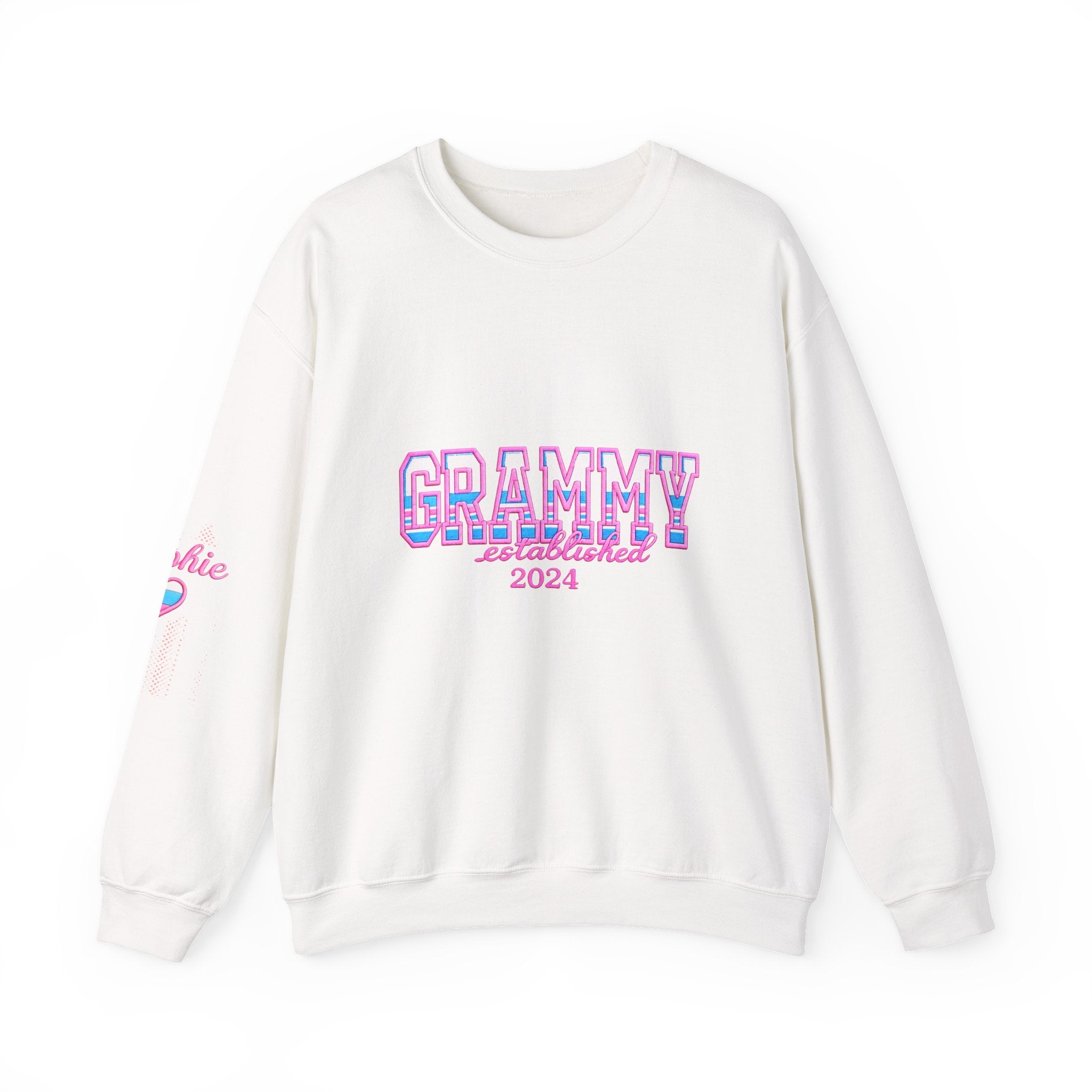 Grammy Established 2024 Crewneck Sweatshirt — Pink & Blue Retro Family Gift