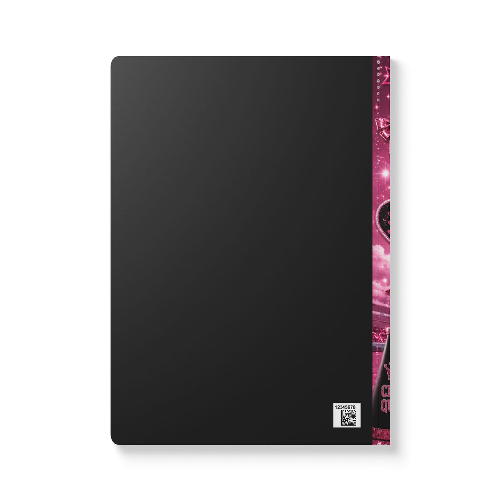 Cheer Squad Softcover Journal — Pink Pom-Pom Cheerleader Notebook with 'Bows, Poms & Confidence' Design