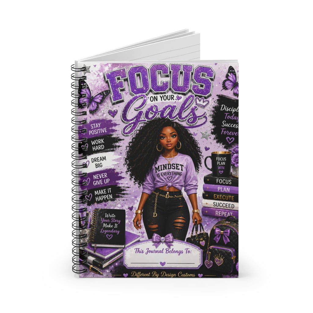 Focus On Your Goals Spiral Notebook — Empowerment Journal for Women (Mindset, Motivation, Purple)