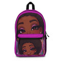 Afro Girl Cute Face Backpack — Pink Cartoon Kids School Bag