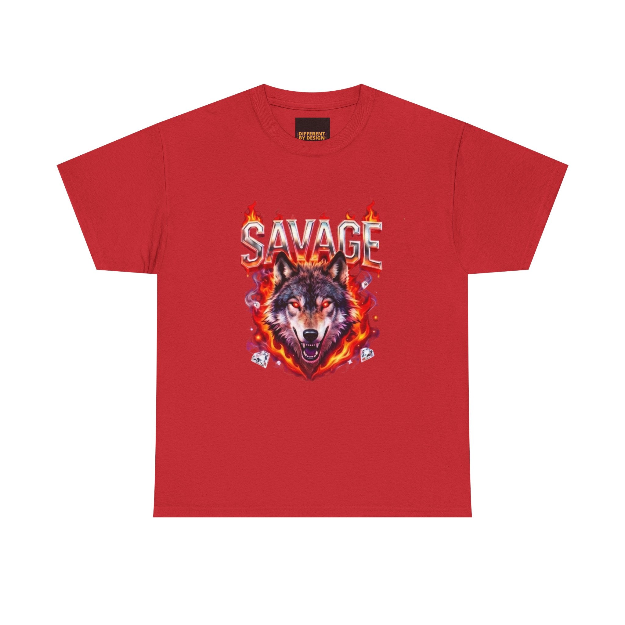 Savage Wolf Flame T-Shirt — Fiery Wolf Graphic Tee