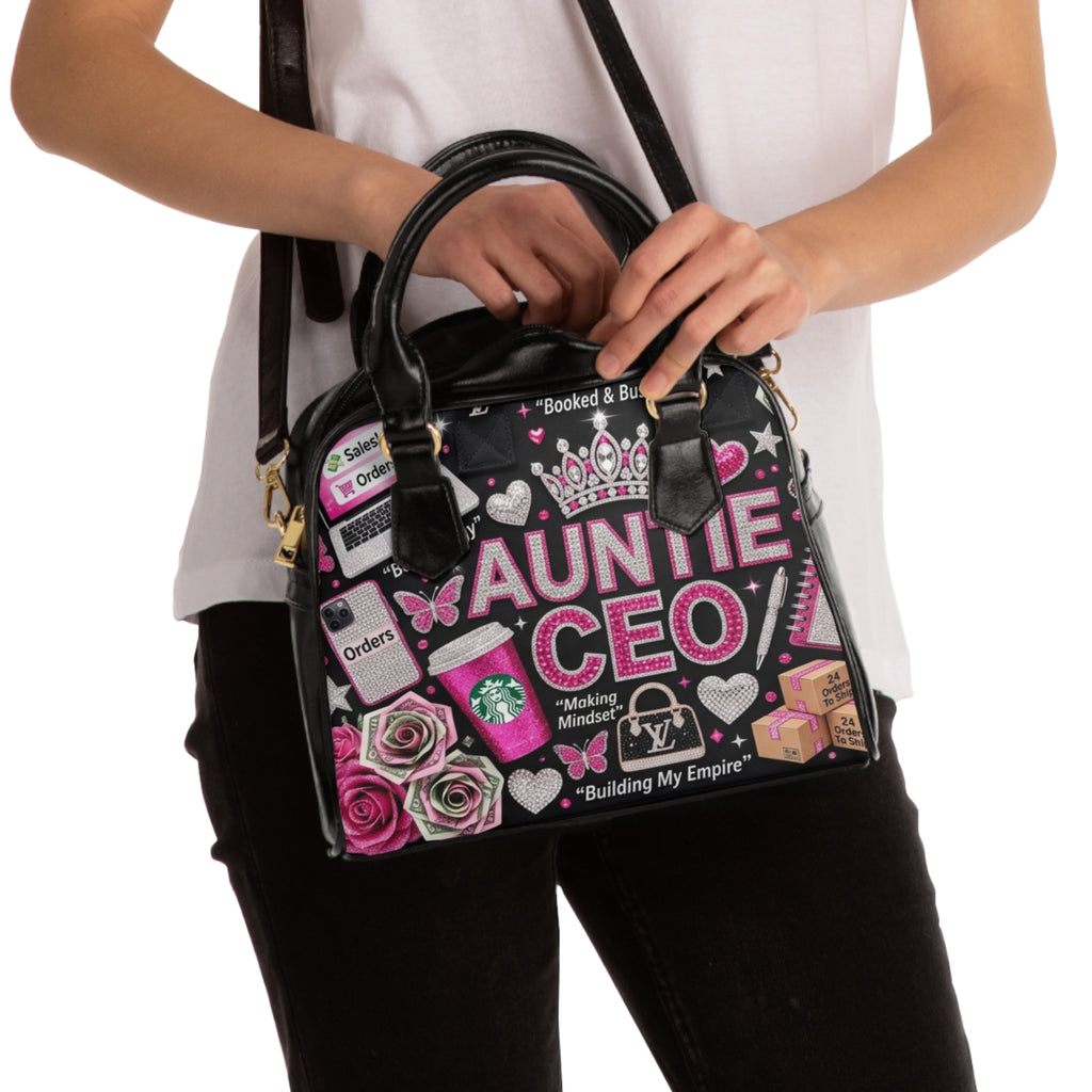Auntie CEO Shoulder Handbag — Pink Empowerment Tote for Entrepreneurial Aunts