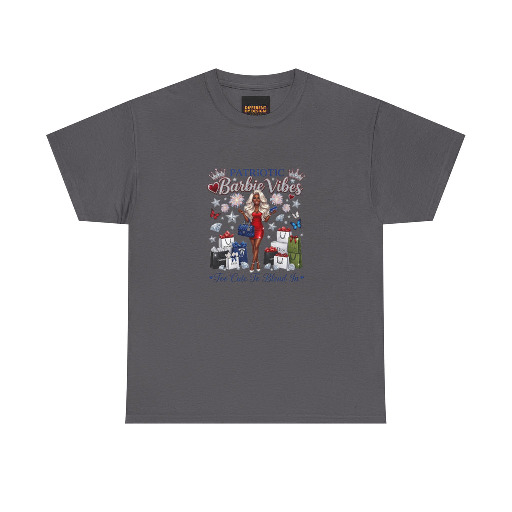 Patriotic Beachy Vibes Tee — "Too Cute to Blend In" Graphic T-Shirt
