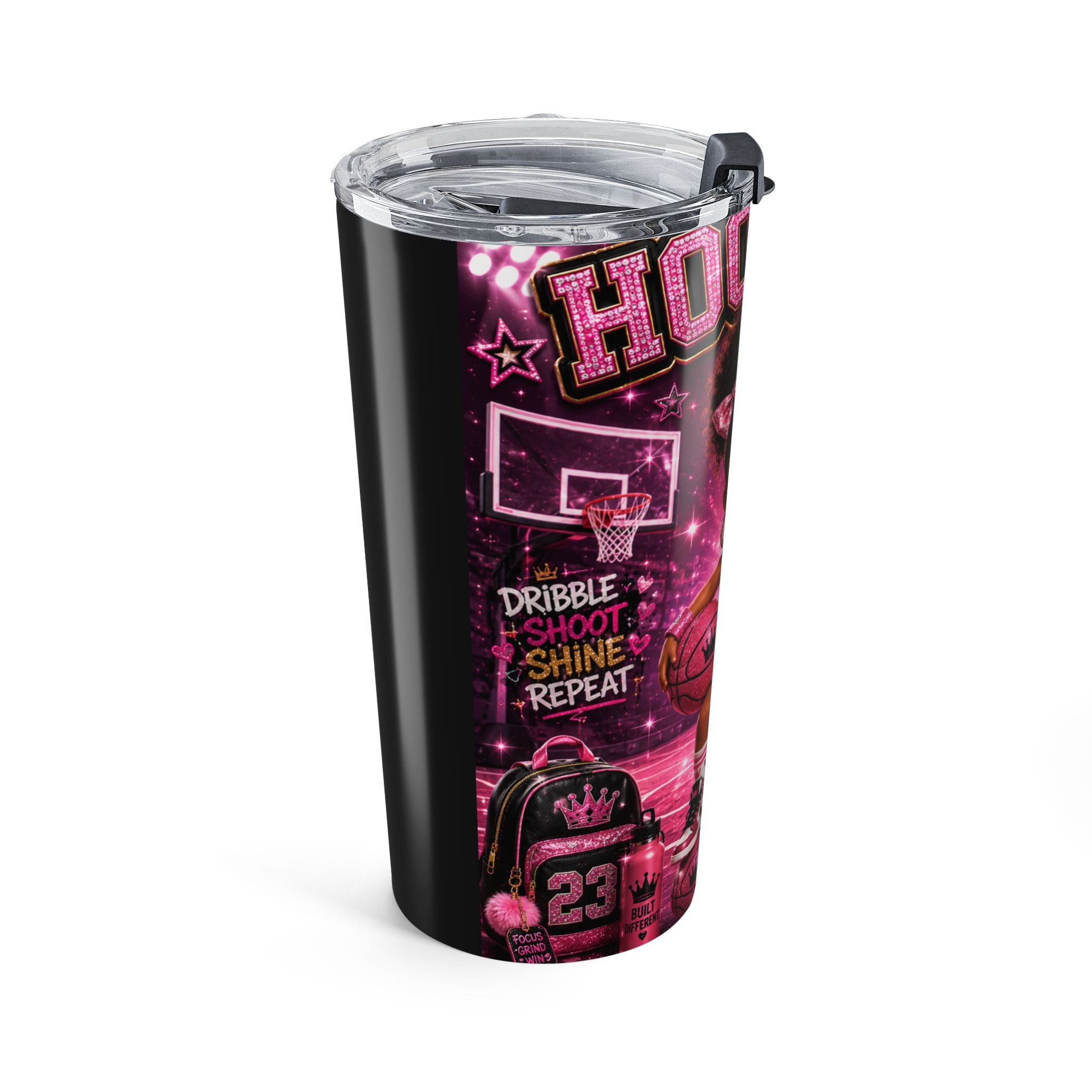 Hoop Queen 20oz Tumbler – Pink Basketball Girl Travel Cup