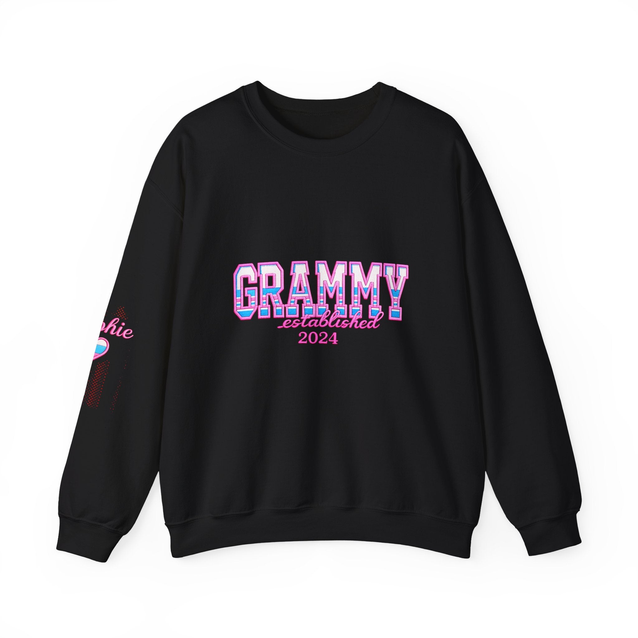 Grammy Established 2024 Crewneck Sweatshirt — Pink & Blue Retro Family Gift