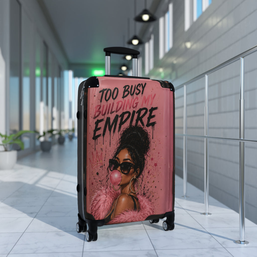 Suitcase — "Too Busy Building My Empire" Pink Boss Lady Carry-On