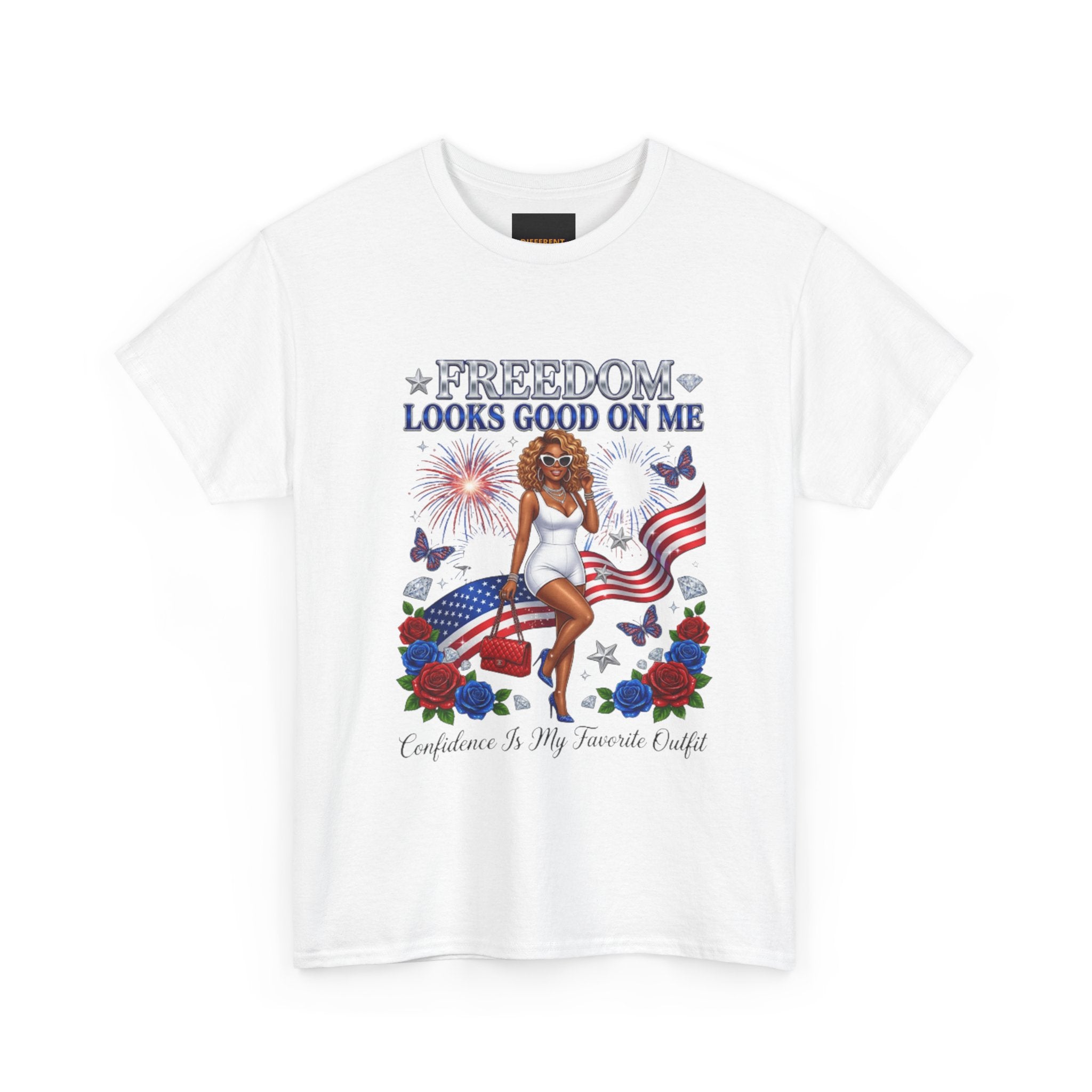 Freedom Looks Good On Me Tee — Patriotic 4th of July Graphic Shirt