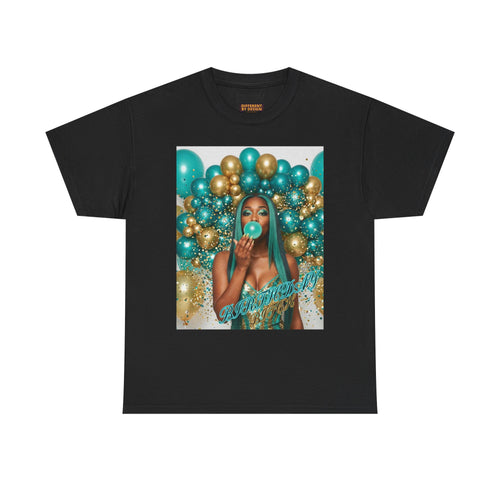 Birthday Balloons Tee — Teal & Gold Celebration Graphic T-Shirt