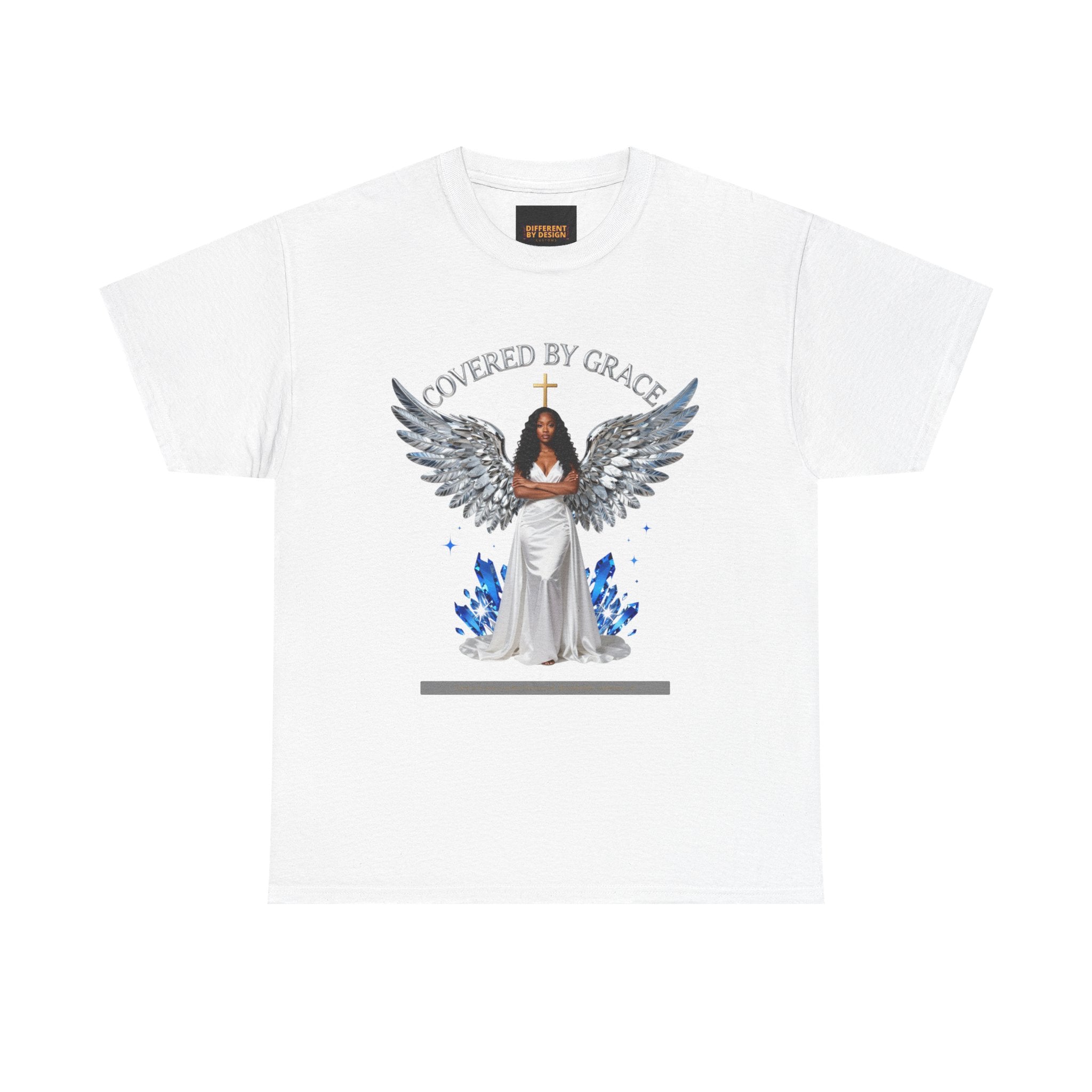 Covered by Grace Angel Tee — Christian Inspirational Women’s T-Shirt
