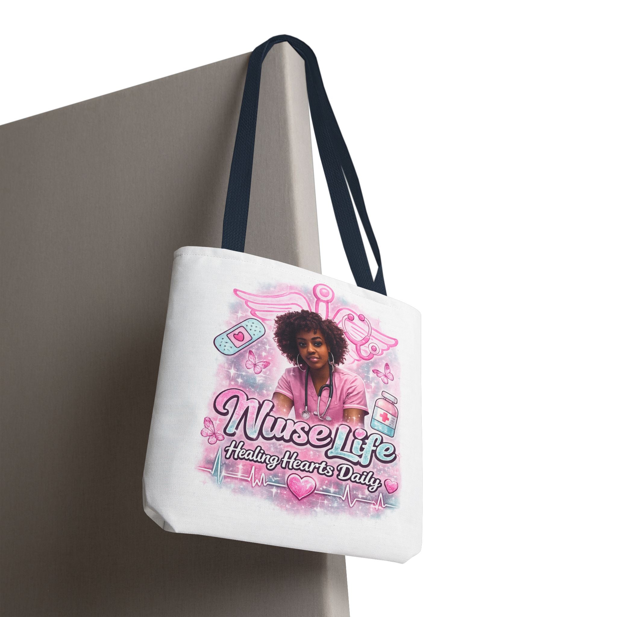 Nurse Life Tote Bag — 'Nurse Life: Healing Hearts Daily' Pink Medical AOP Tote