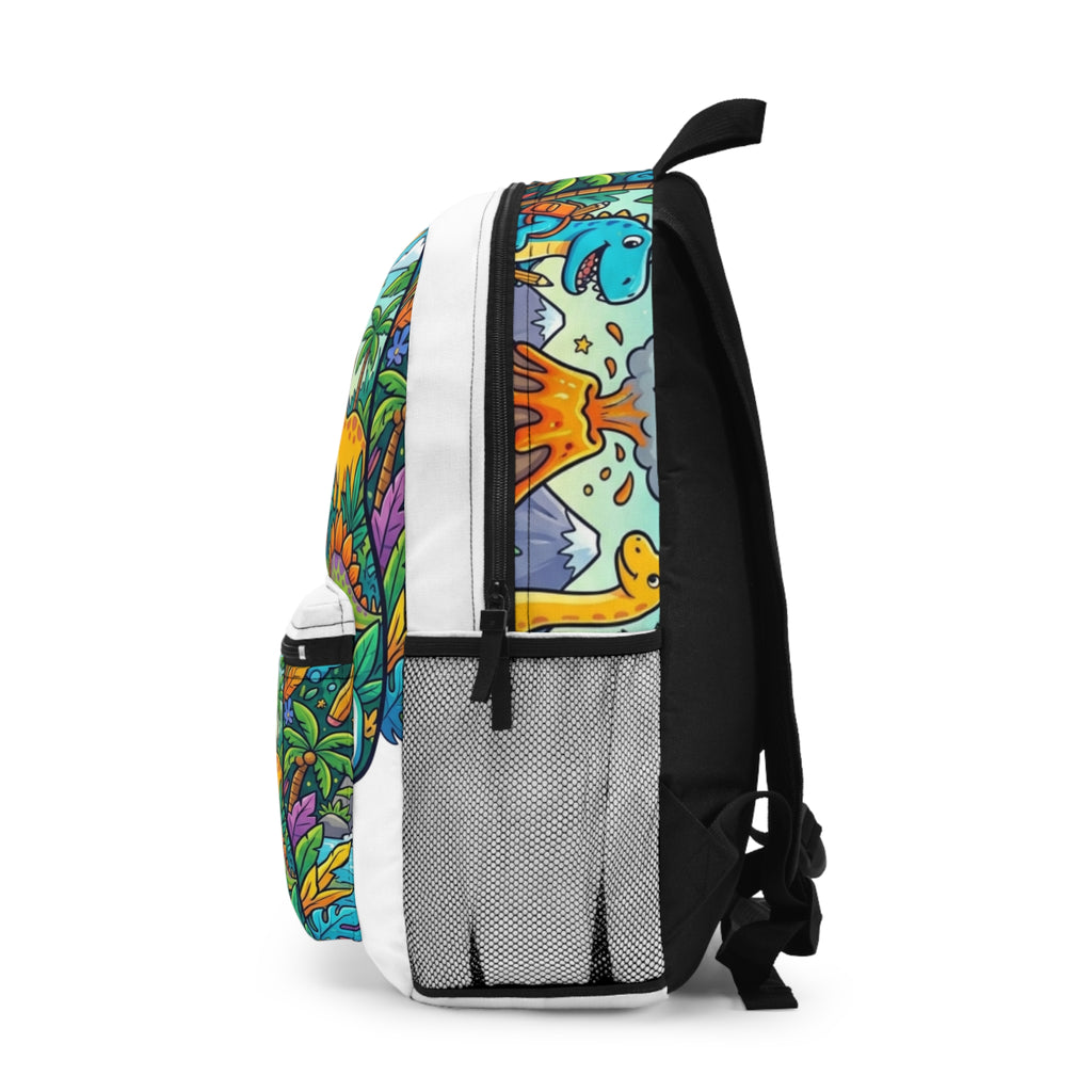 Kids' Dino Scene Backpack – Colorful Volcano & Dinosaur School Bag