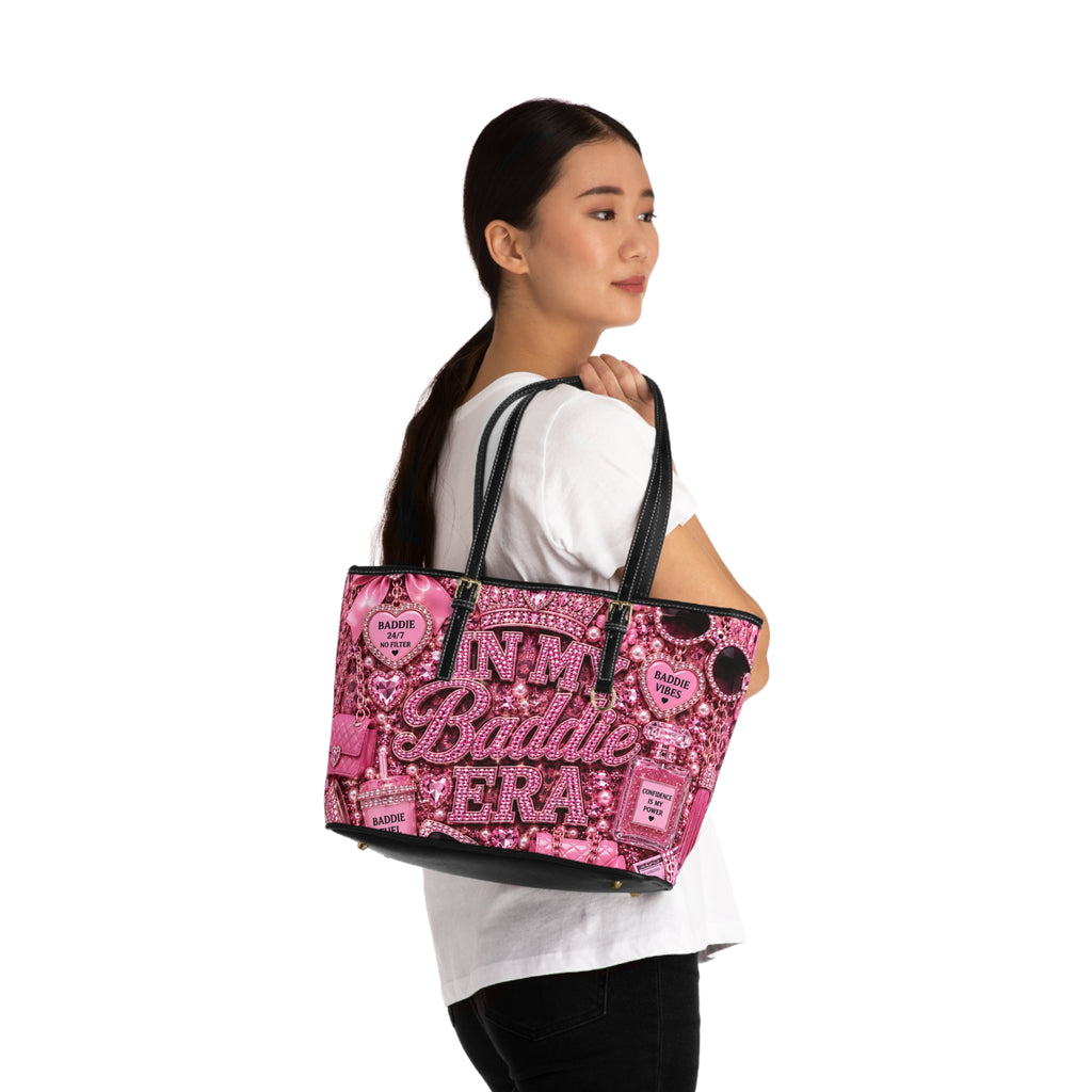 Birthday Queen PU Leather Shoulder Bag - Pink Glam Tote for Her