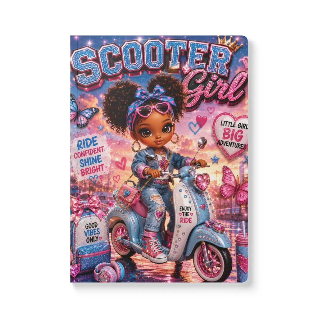 Scooter Girl Softcover Journal — Cute Kids Scooter Notebook with Inside Prints