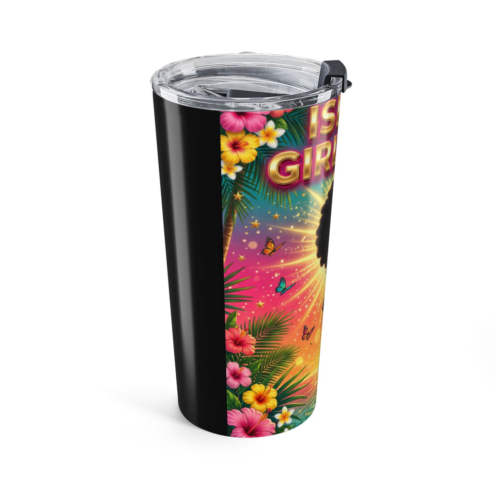 Island Girl Vibes 20oz Tumbler – Tropical Beach Cute Afro Cartoon