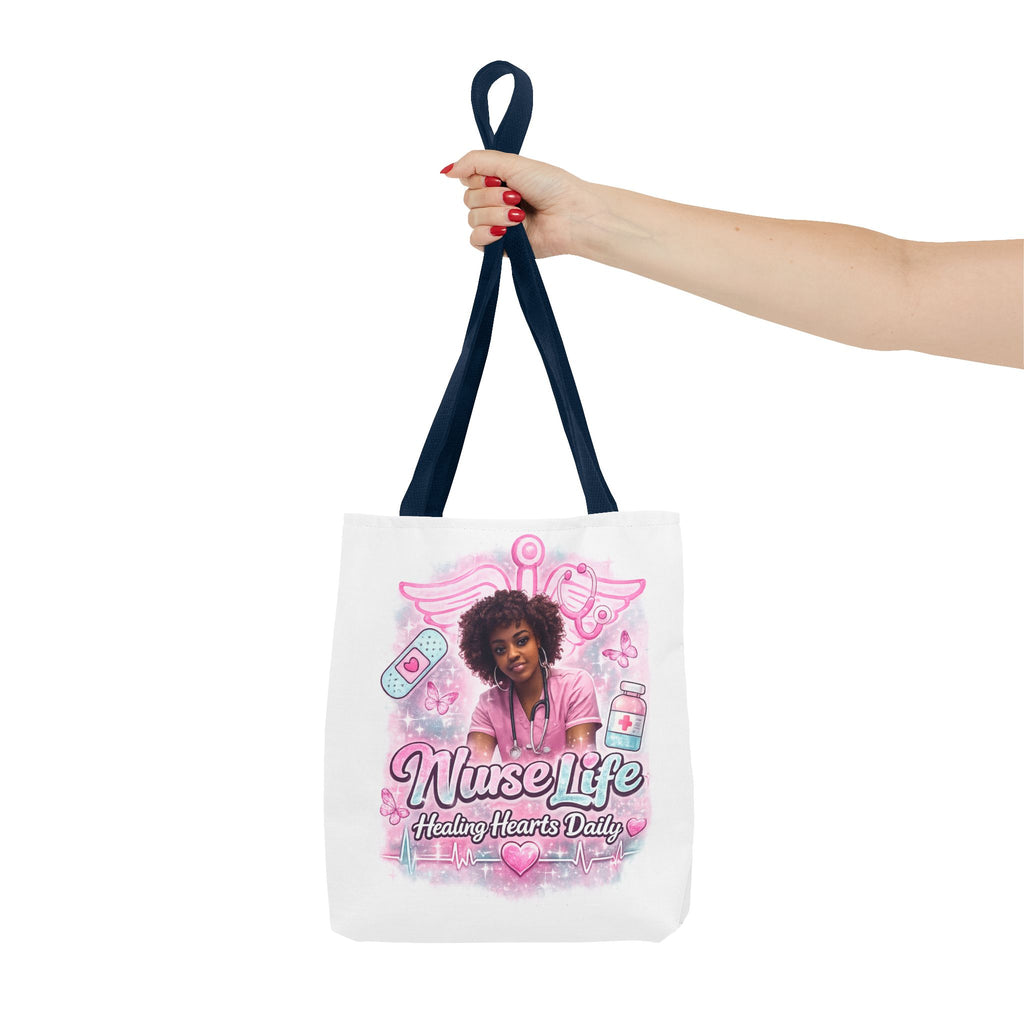 Nurse Life Tote Bag — 'Nurse Life: Healing Hearts Daily' Pink Medical AOP Tote