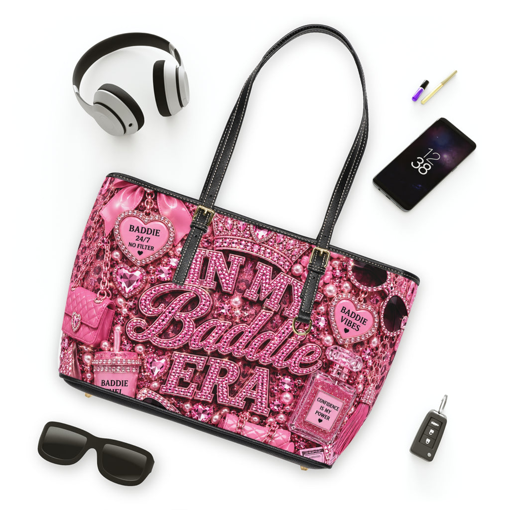 Birthday Queen PU Leather Shoulder Bag - Pink Glam Tote for Her