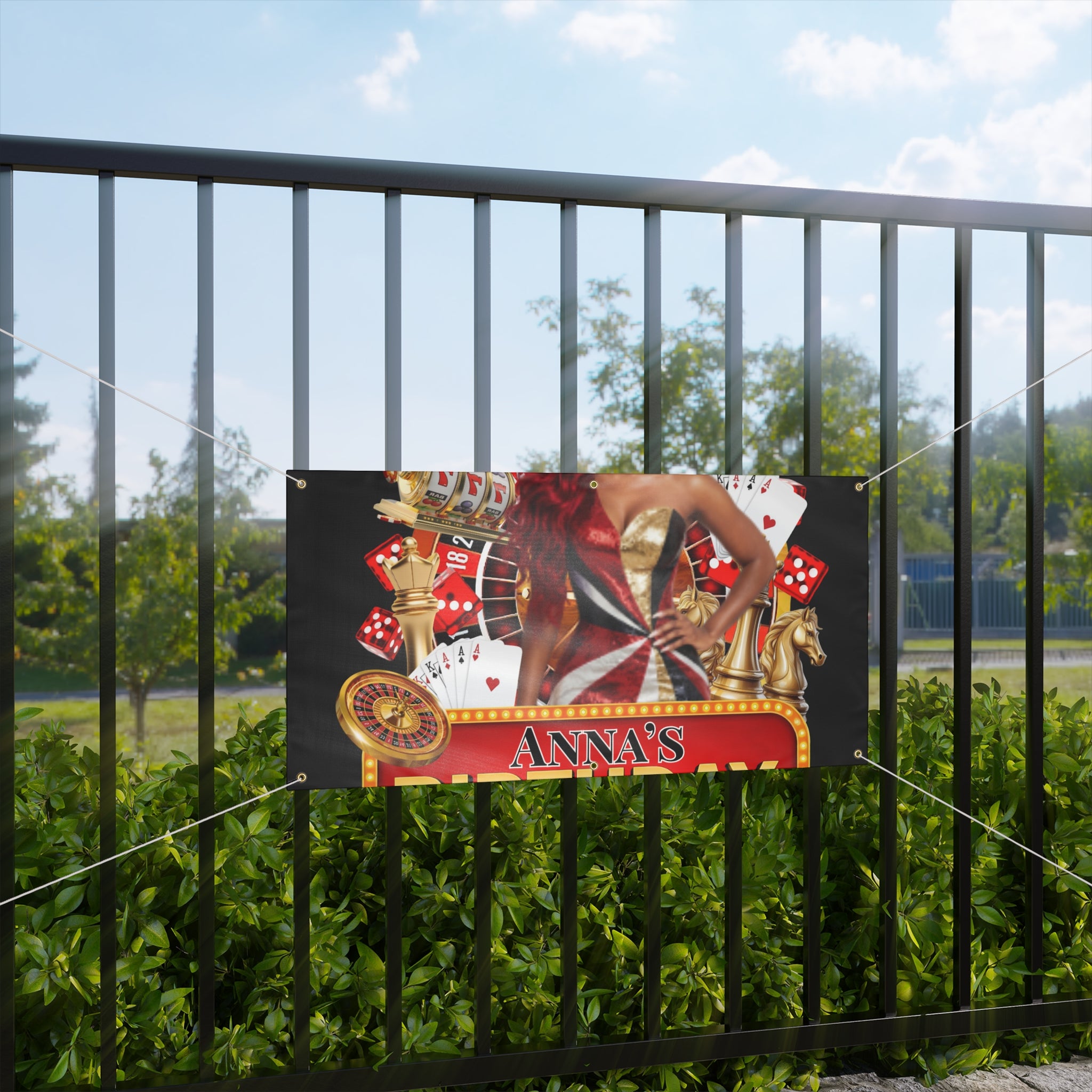 Casino Party Banner — Personalized "Anna's" Vegas Glam Casino Sign