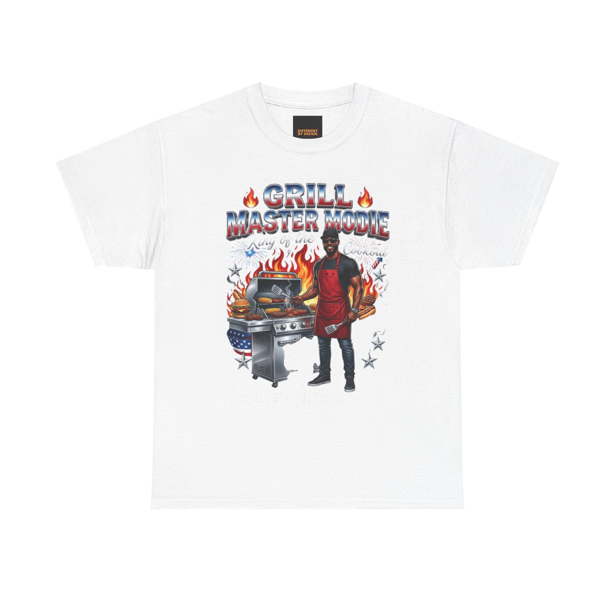 Grill Master Mode T‑Shirt — Funny BBQ Dad Tee with Flames & Grill