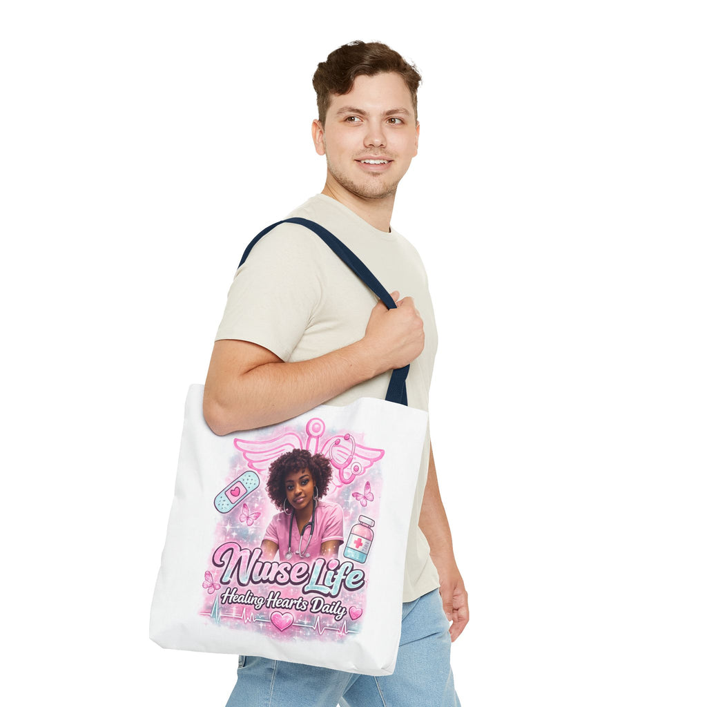 Nurse Life Tote Bag — 'Nurse Life: Healing Hearts Daily' Pink Medical AOP Tote