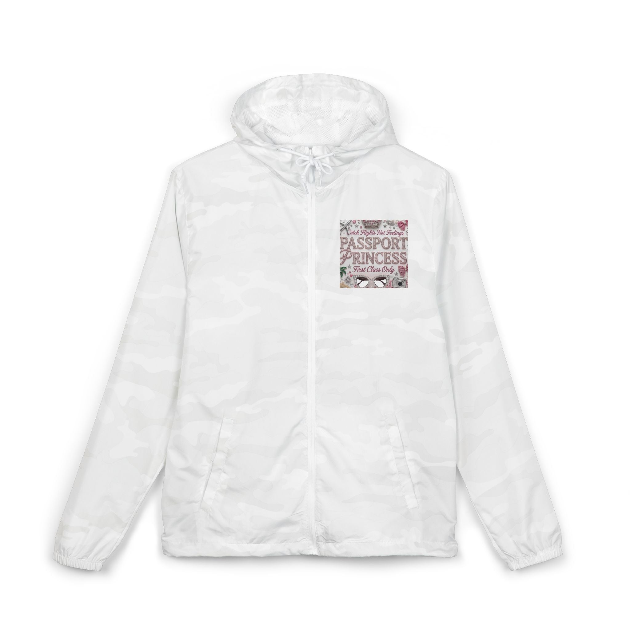 Windbreaker Jacket — "Passport Princess" Travel Graphic — First Class Travel Windbreaker