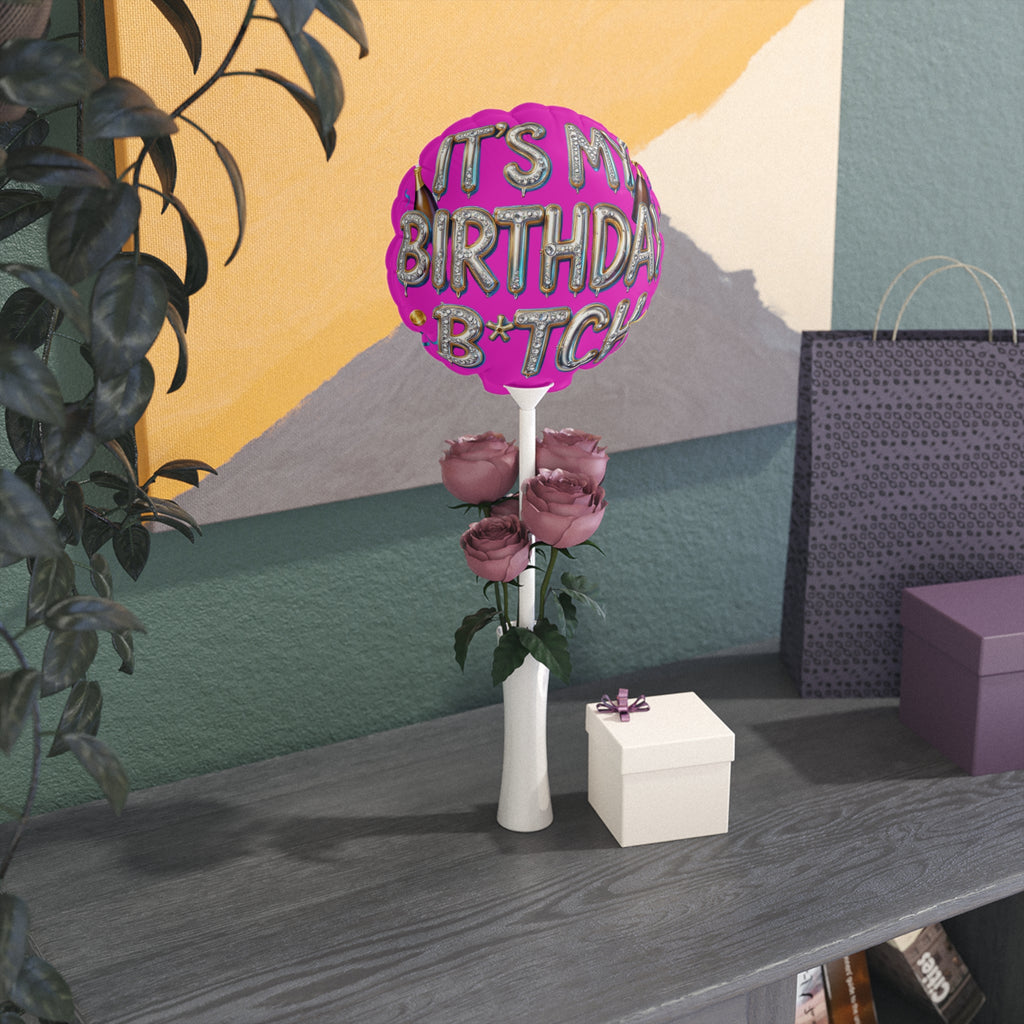 6" Heart Balloon — "It's My Birthday B*tch" Pink Foil Party Balloon